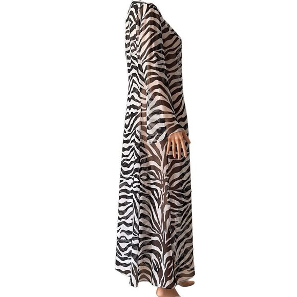 Victoria’s Secret Collection Vintage Sheer Zebra Print Maxi Dress / Coverup - Picture 3 of 16